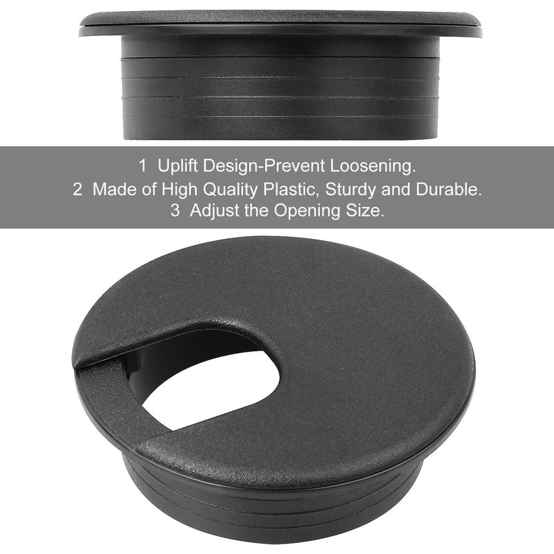 HNBun 20 Pack 2" Black Plastic Desk Grommet, 2" Hole Cover, Organizers, Cord & Cable Management - Image 4